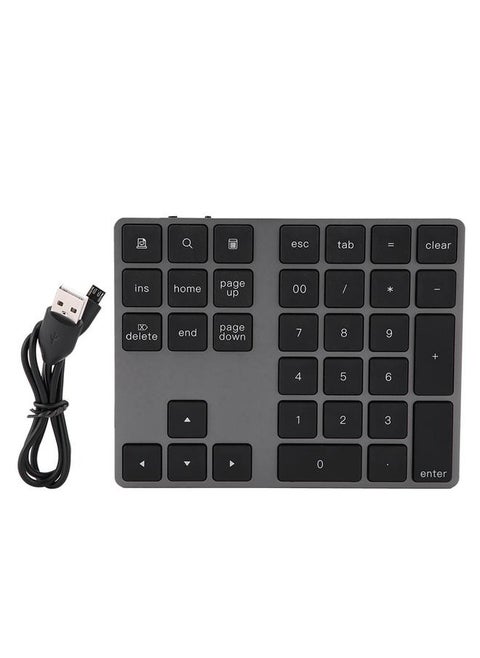 Black 34 Keys Mini Numpad Wireless Bluetooth Numeric Keypad For Apple PC