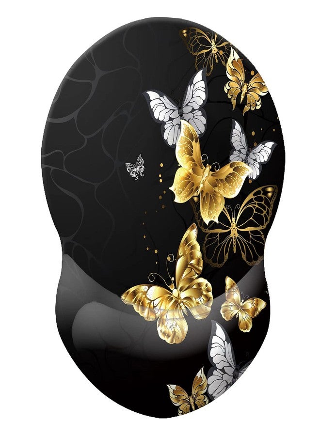 Boutilon Ergonomic Wrist Rest Support, Gaming Mouse Pad 8.7 x 7.5 inches for Computer, Laptop, Home, Office (Golden Butterfly) - Image 1