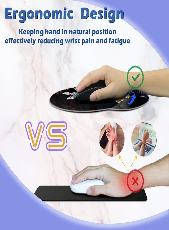 Boutilon Ergonomic Wrist Rest Support, Gaming Mouse Pad 8.7 x 7.5 inches for Computer, Laptop, Home, Office (Golden Butterfly) - Image 5