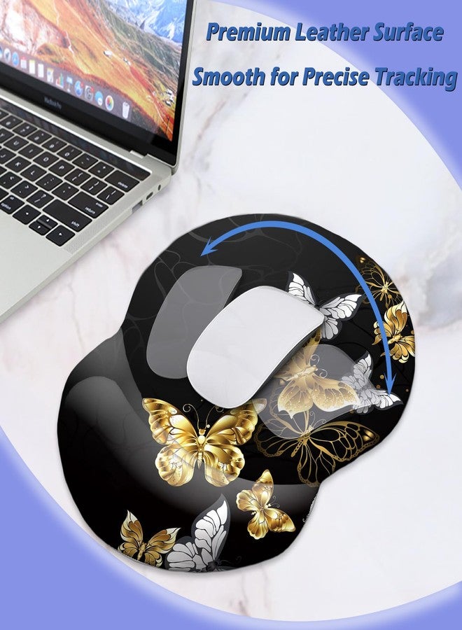 Boutilon Ergonomic Wrist Rest Support, Gaming Mouse Pad 8.7 x 7.5 inches for Computer, Laptop, Home, Office (Golden Butterfly) - Image 3