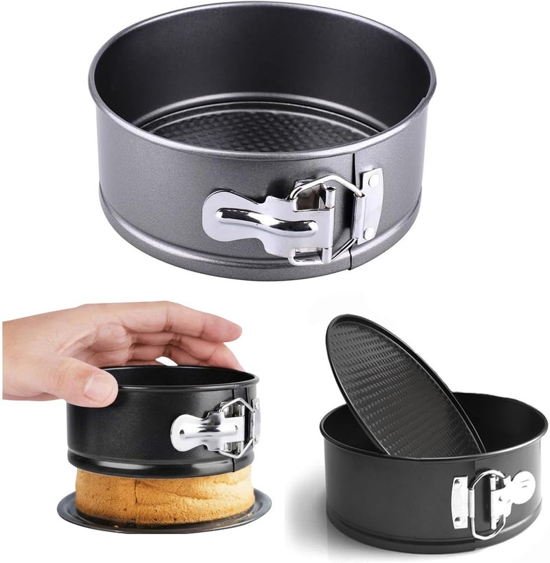 PureBake 4 Inch Non-Stick Round Cake Pan - Teflon Coated, Carbon Steel Mini Baking Pan for Cheesecakes, Pies, Quiches, and Small Desserts - Oven & Microwave Safe - 1 PCS Black - Image 1