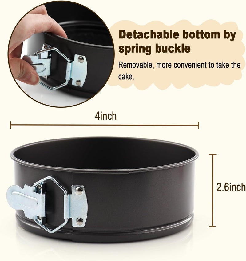PureBake 4 Inch Non-Stick Round Cake Pan - Teflon Coated, Carbon Steel Mini Baking Pan for Cheesecakes, Pies, Quiches, and Small Desserts - Oven & Microwave Safe - 1 PCS Black - Image 2