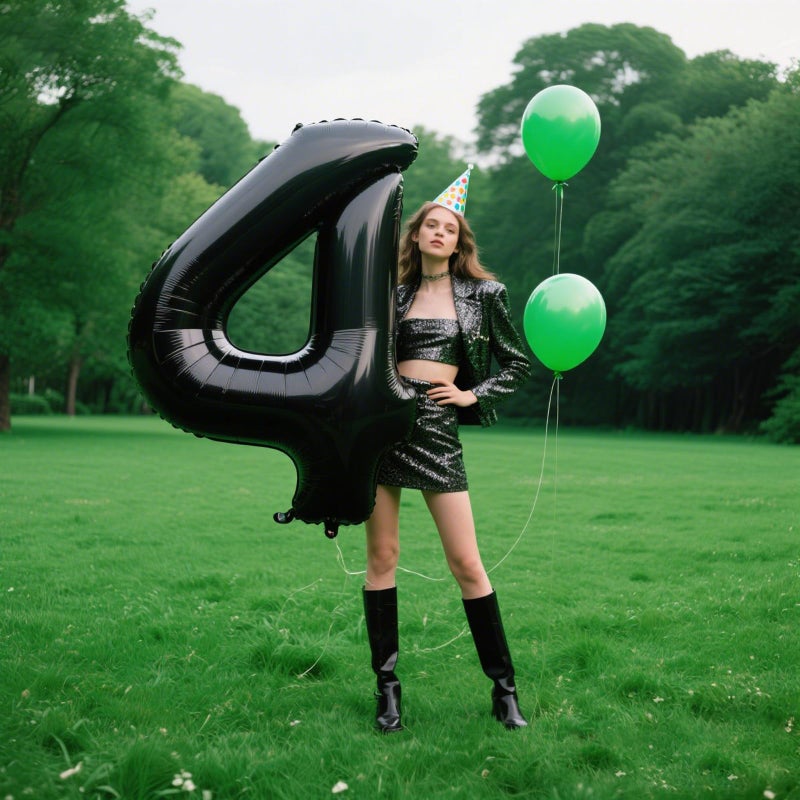Kelfuoya 40 Inch Black Number 4 Balloon Number 4 Balloon 40 Inch, 4th 14th 24th Birthday Party Decorations for Boy or Girl Huge Mylar Anniversary Party Supplies - Image 3