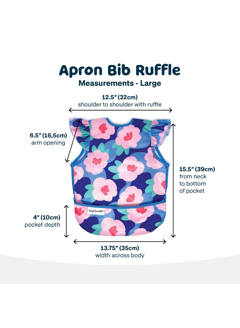 Tiny Twinkle Tiny Twinkle Mess Proof Baby Bib - Waterproof Baby Apron - Machine Washable - PVC, BPA, & Phthalate Free - Great Travel Bib for Baby Eating - Baby Food Bibs (Floral Blue, Small 6-24 Months)  - Image 5