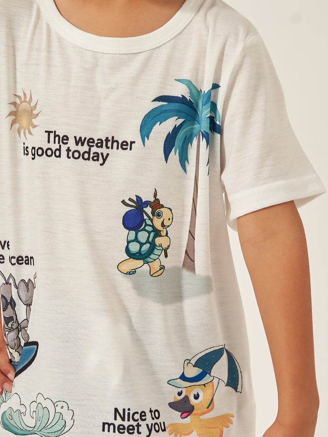 Styli Styli T-Shirt and Shorts Set with Cute Ocean Animals  - Image 3