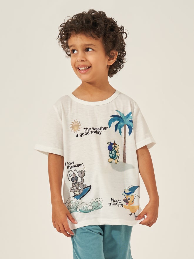 Styli Styli T-Shirt and Shorts Set with Cute Ocean Animals  - Image 1