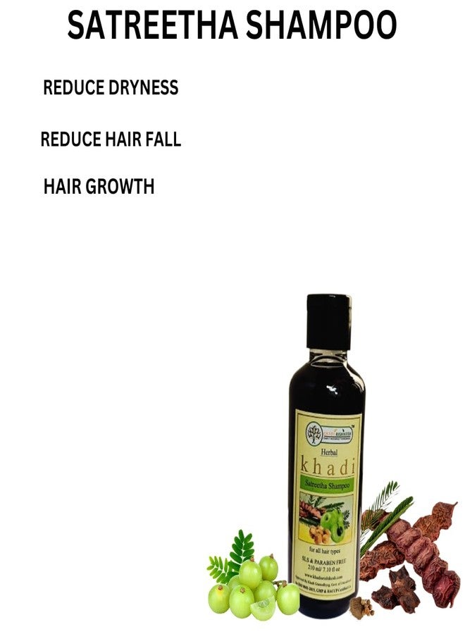 KHADI RISHIKESH Kahdi Rishikesh Satreetha Shampoo For Hair Growth-Reduce Dryness-Control Hair Fall- Winter Hair care shampoo-Women & Men-210x2=ml-All Hair Types-SLS & Paraben Free - Image 3