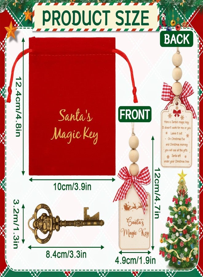 AUGSUN Christmas Santa's Magic Key, Vintage Santa Claus Magic Key for No Chimney Houses Metal Key Ornaments for Xmas Holiday Tree Decor - Image 2