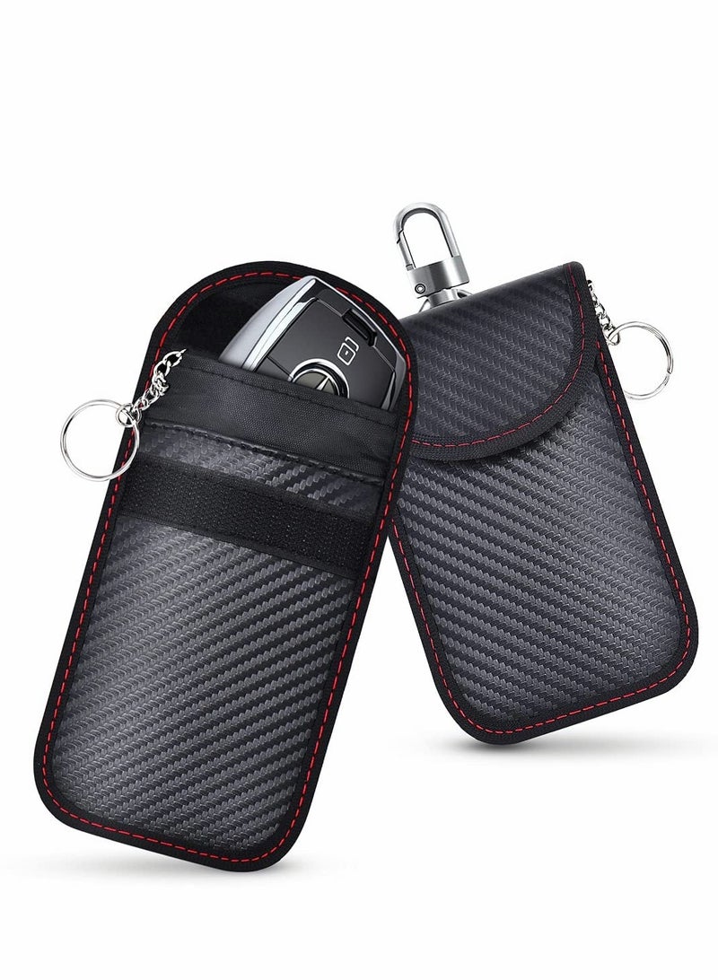 Anti-Theft Bag for Car Keys, RFID Key, Signal Blocking Pouch Single Pocket, Carbon Fiber Bank Card (Swipe 2 Pack, 14*9CM)  - Image 1