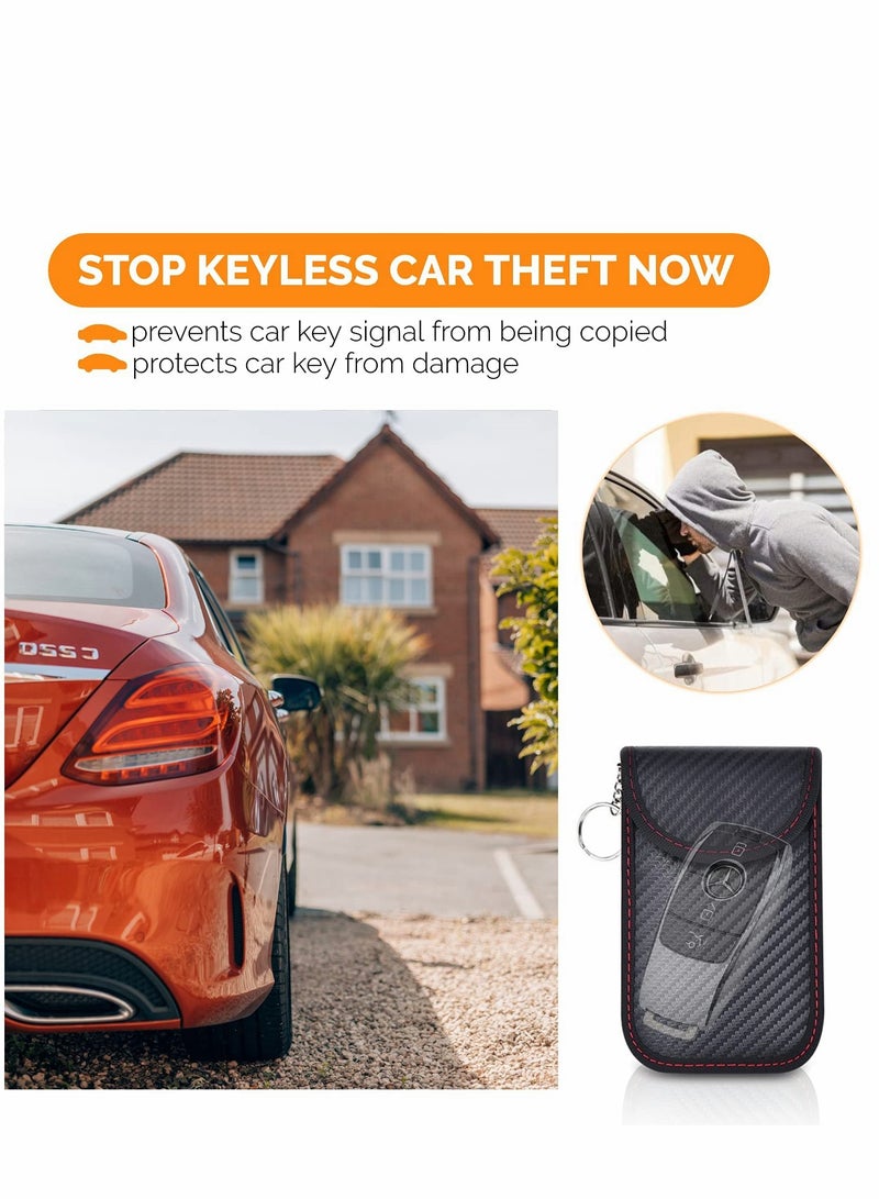 Anti-Theft Bag for Car Keys, RFID Key, Signal Blocking Pouch Single Pocket, Carbon Fiber Bank Card (Swipe 2 Pack, 14*9CM)  - Image 3