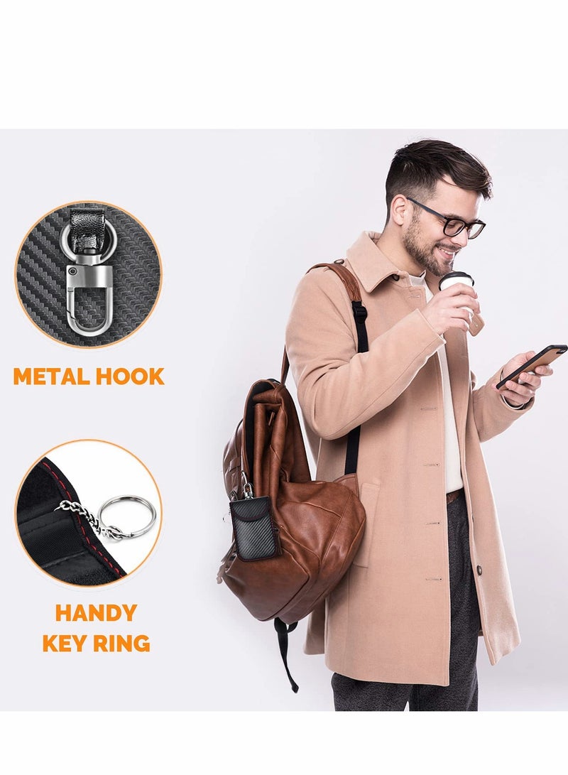 Anti-Theft Bag for Car Keys, RFID Key, Signal Blocking Pouch Single Pocket, Carbon Fiber Bank Card (Swipe 2 Pack, 14*9CM)  - Image 4