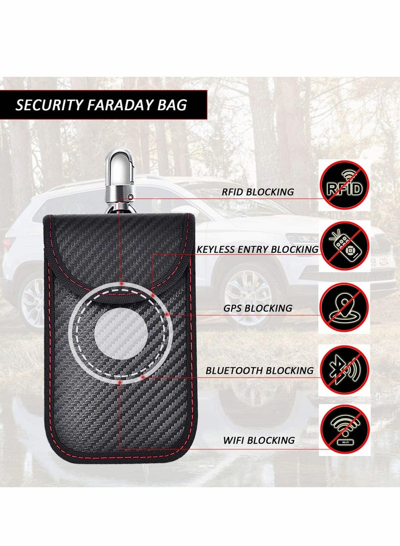 Anti-Theft Bag for Car Keys, RFID Key, Signal Blocking Pouch Single Pocket, Carbon Fiber Bank Card (Swipe 2 Pack, 14*9CM)  - Image 2