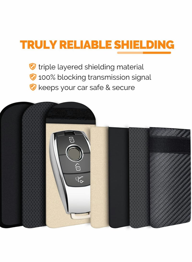 Anti-Theft Bag for Car Keys, RFID Key, Signal Blocking Pouch Single Pocket, Carbon Fiber Bank Card (Swipe 2 Pack, 14*9CM)  - Image 5