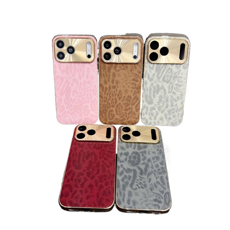 iPhone 14 Pro TPU Protective + Leather Texture for iPhone 14 14 Plus 14 Pro 14 Pro Max with Electroplated Leopard Print and Anti Slip Grip - Image 2