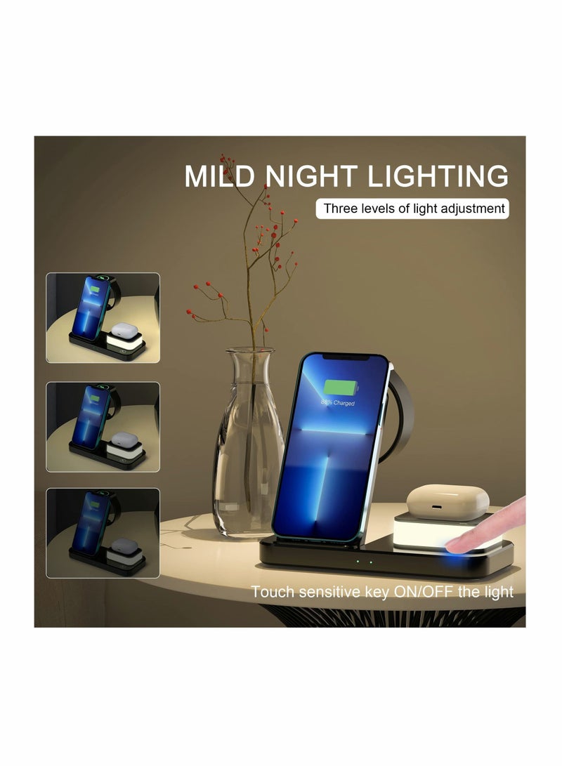 XiuWoo Wireless Charger, 3-in-1 Charging Station Dock Stand with Night Light - Image 4