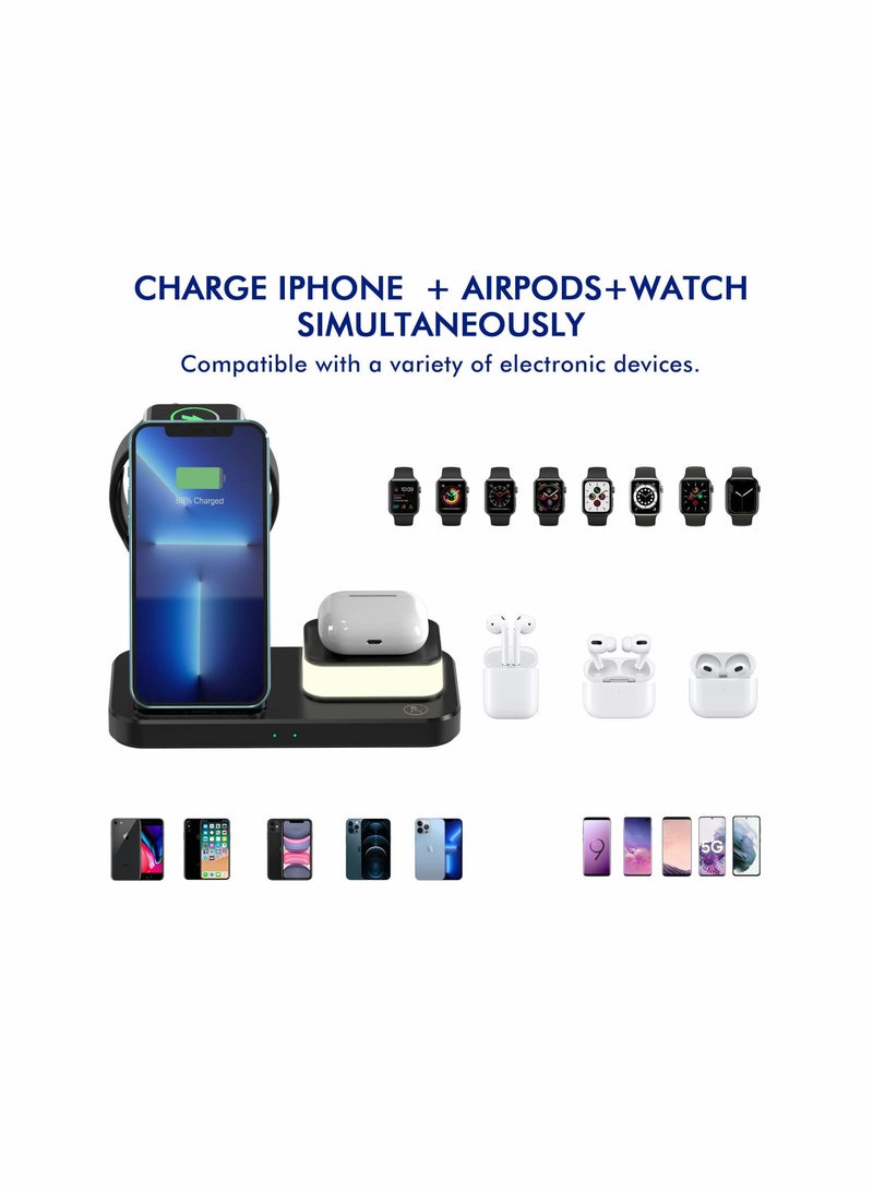 XiuWoo Wireless Charger, 3-in-1 Charging Station Dock Stand with Night Light - Image 2