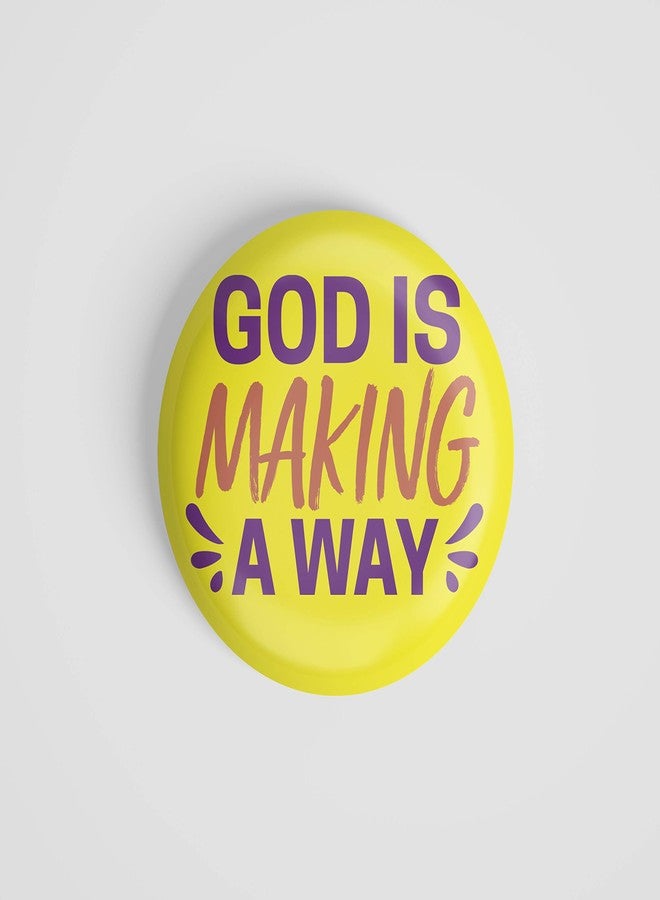 dhcrafts Magnetic Badges Yellow God Jesus God is Making A Way Glossy Finish Design Pack of 1 - Image 1