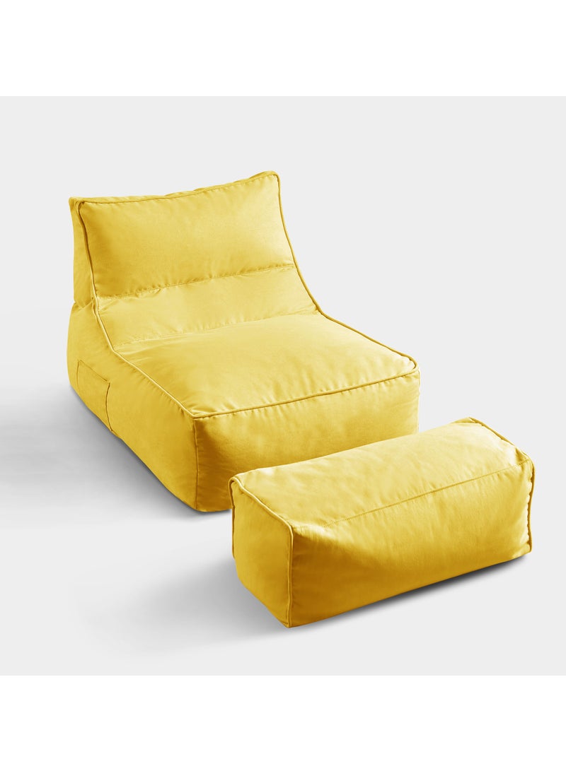 Hihonor Machine Washable Polyester Bean Bag Chair with Removable Cover and Ottoman Set, Multipurpose Lounger with No Filler for Living Room - Weave One Piece, Electricity-Free, Wood-Free - Image 2