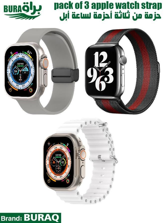 BURAQ Apple Watch Band Strap For Apple Watch Ultra 2/Ultra 49mm, Series 10 46mm, 9/8/7 45mm, SE2/SE/6/5/4 44mm, 3/2/1 42mm