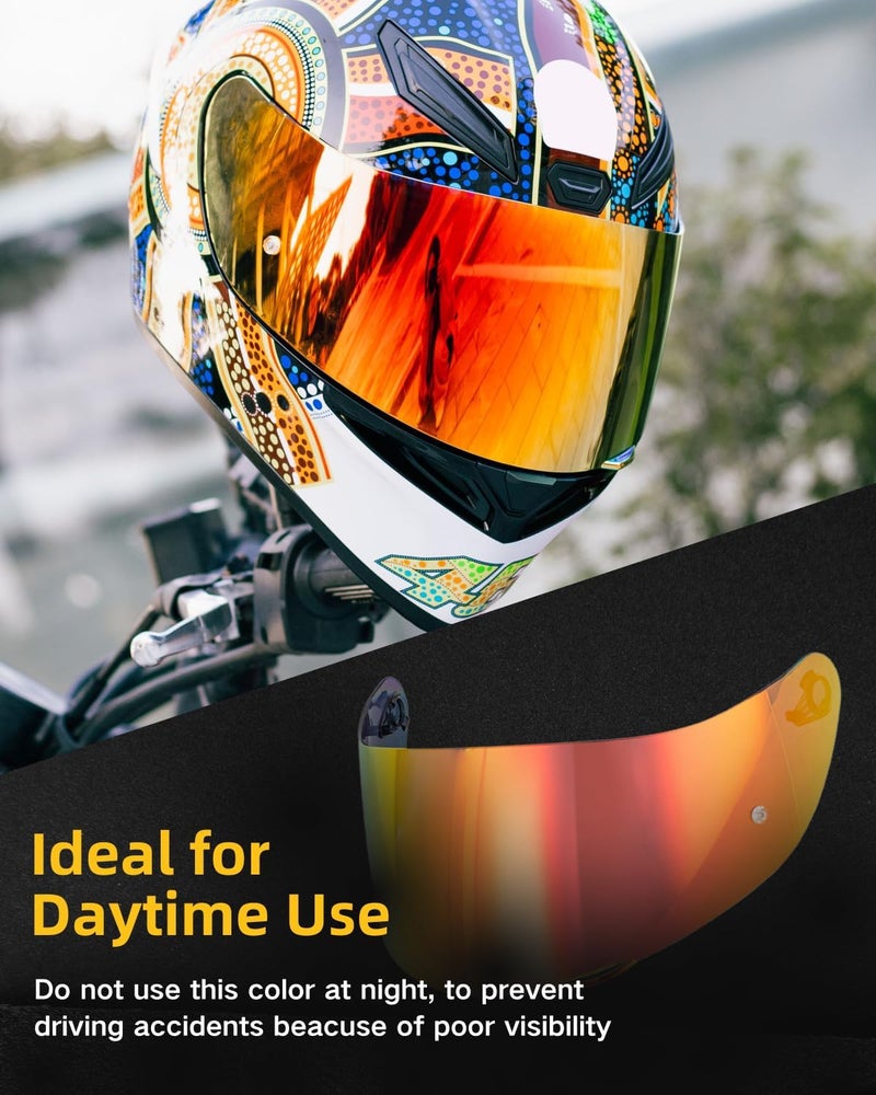 SOMAN K1 Helmet Visor Replacements, K1S Tinted Helmet Visor Compatible with K1 K1S K3SV K5 K5S UV Protection (Smoke Revo Red) - Image 2