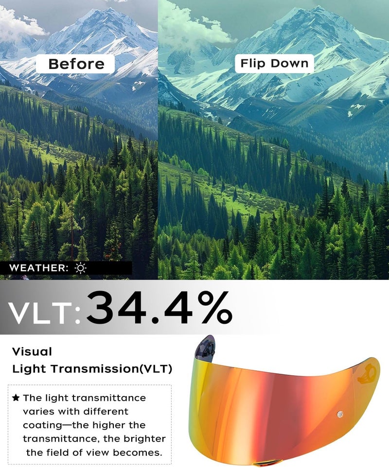 SOMAN K1 Helmet Visor Replacements, K1S Tinted Helmet Visor Compatible with K1 K1S K3SV K5 K5S UV Protection (Smoke Revo Red) - Image 3