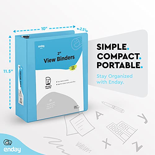Enday 2 Inch 3 Ring Binder 2” Blue, Slant D-Ring 2 in Binder Clear View Cover with 2 Inside Pockets, Heavy Duty Colored School Supplies Office and Home Binders – by Enday - Image 4