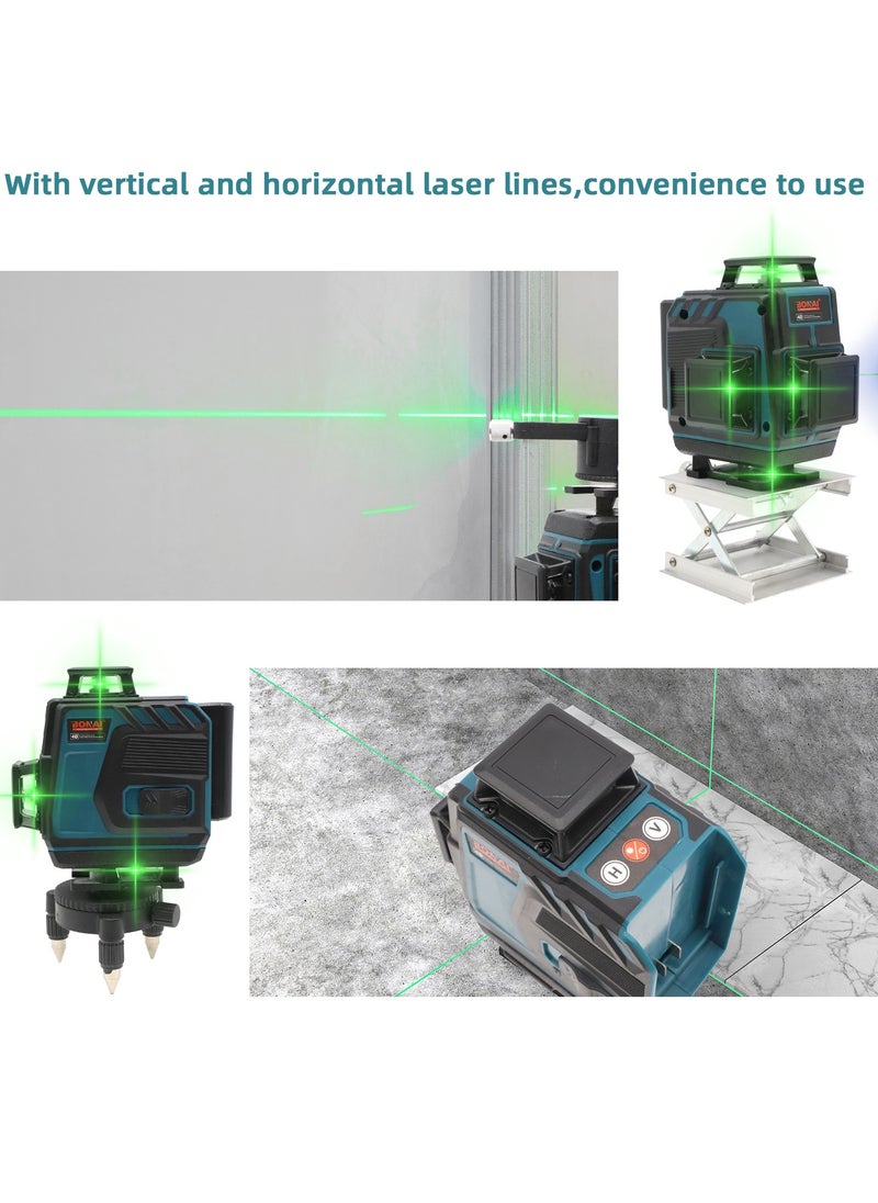 BONAI - Bonai Multifunctional 4D 16 Lines Laser Level 3° Self-leveling Machine USB Rechargeable Lithium Battery Leveling Tool with Vertical Horizontal Tilt Lines - Image 1