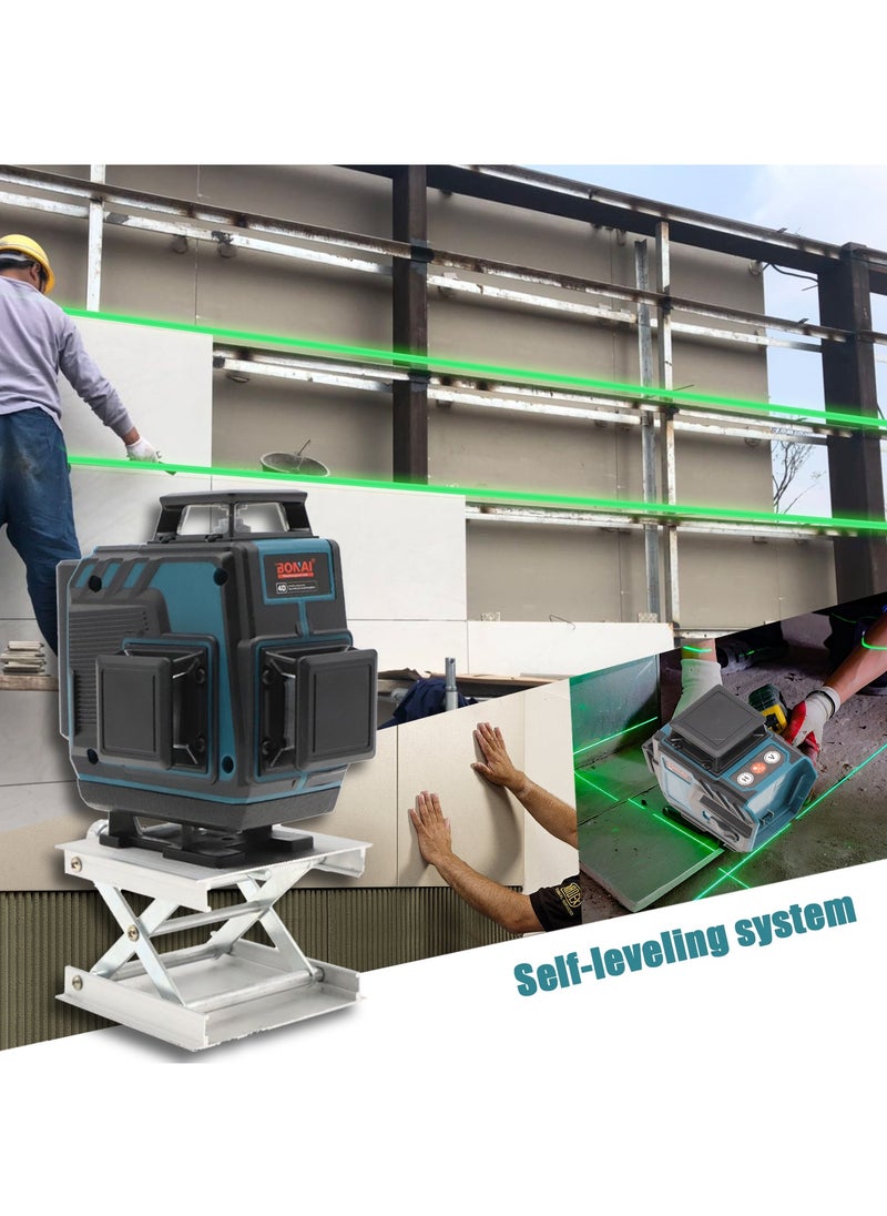 BONAI - Bonai Multifunctional 4D 16 Lines Laser Level 3° Self-leveling Machine USB Rechargeable Lithium Battery Leveling Tool with Vertical Horizontal Tilt Lines - Image 1