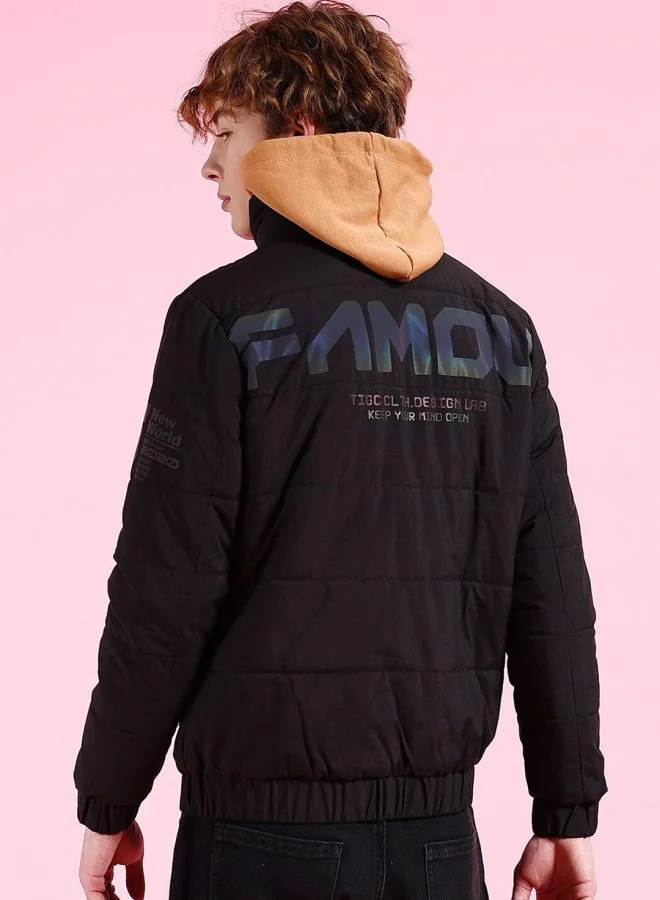 ذا انديان كراج كو The Indian Garage Co Men Regular Fit Printed High Neck Short Sleeves Jacket