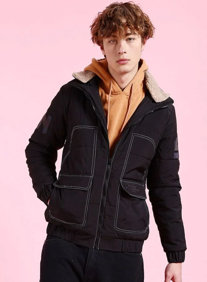 ذا انديان كراج كو The Indian Garage Co Men Regular Fit Printed High Neck Short Sleeves Jacket