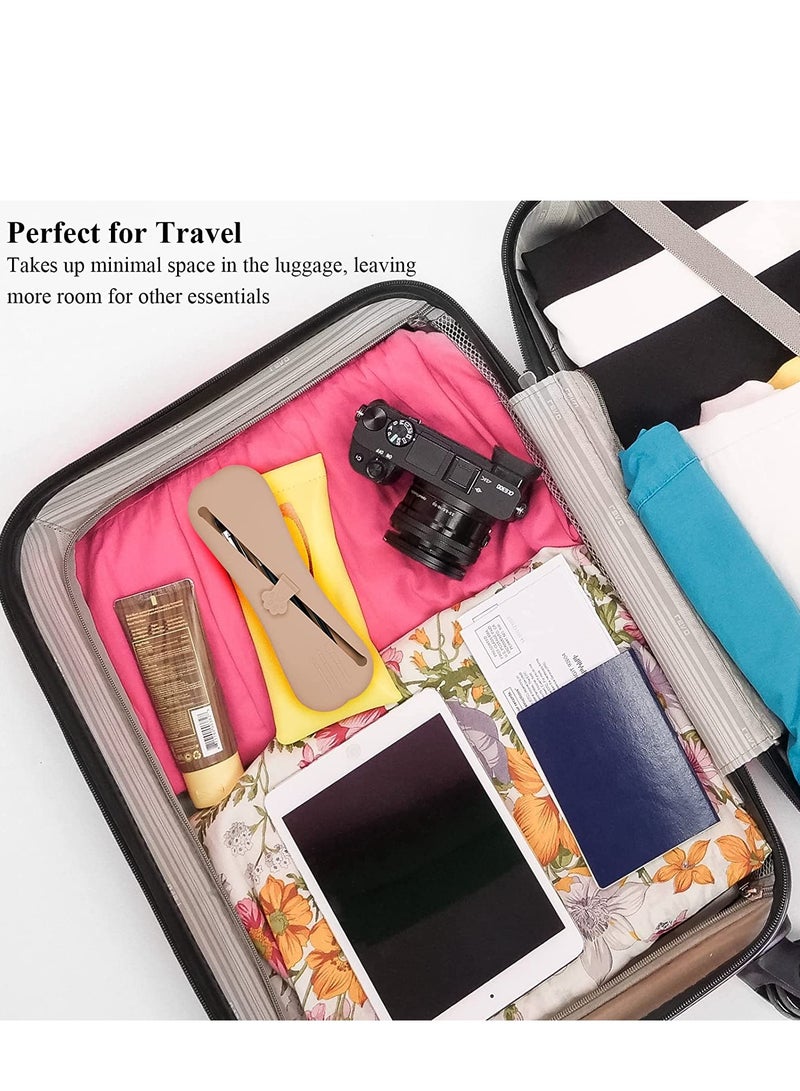 Excefore حامل فرش المكياج للسفر, علبة فرش المكياج السيليكون, حامل فرش المكياج للسفر, فرش تجميل ناعمة محمولة, حقيبة فرش تجميل مقاومة للماء, منظم فرش المكياج للسفر, عبوة 2 - Image 5