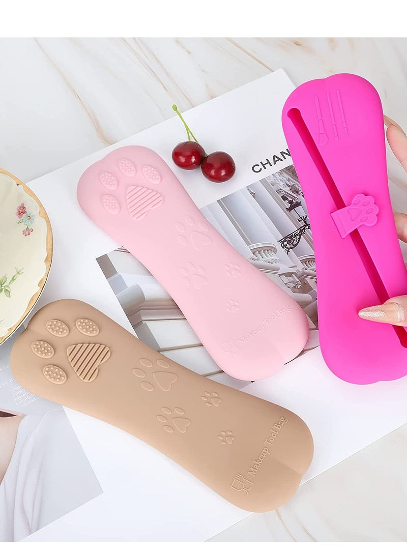 Excefore حامل فرش المكياج للسفر, علبة فرش المكياج السيليكون, حامل فرش المكياج للسفر, فرش تجميل ناعمة محمولة, حقيبة فرش تجميل مقاومة للماء, منظم فرش المكياج للسفر, عبوة 2 - Image 3