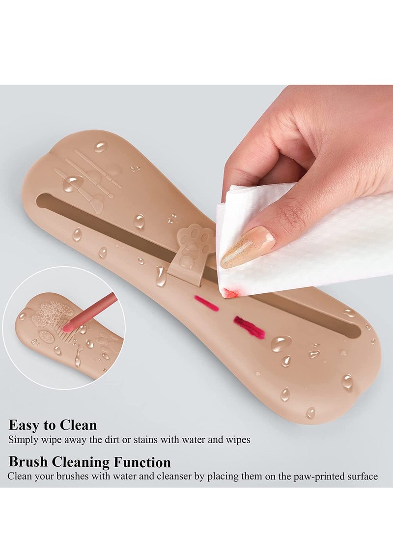 Excefore حامل فرش المكياج للسفر, علبة فرش المكياج السيليكون, حامل فرش المكياج للسفر, فرش تجميل ناعمة محمولة, حقيبة فرش تجميل مقاومة للماء, منظم فرش المكياج للسفر, عبوة 2 - Image 2