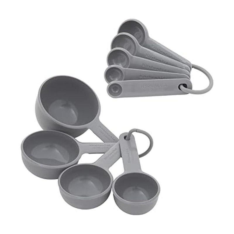 KitchenAid Universal Easy To Read Measuring Cup and Spoon Set with Soft Grip Handle for Maximum Control Hang Hole and Nesting For Easy Storage Dishwasher Safe 9 Piece Gray - Image 2