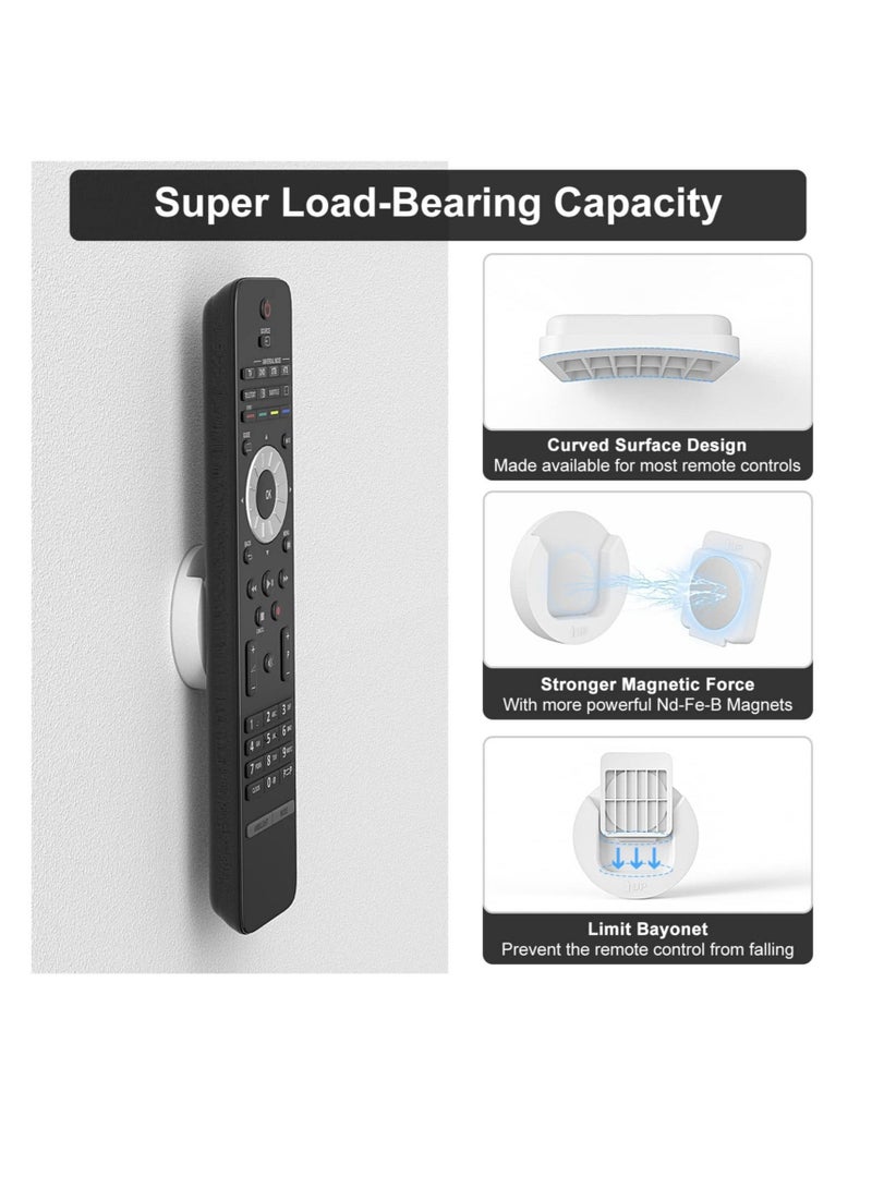 Captaintech 4 Pack Magnetic Remote Control Holder, Wall Mount Remote Holder, Self Adhesive TV Air Conditioner Remote Control Holder, Suitable for Living Room Bedroom Wall (White) - Image 3