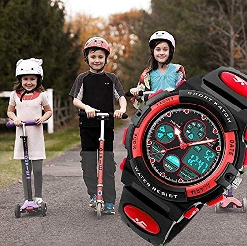 V2A Analogue - Digital Unisex-Child Watch (Red Dial Red Colored Strap, Resin) - Image 3
