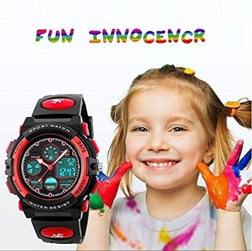 V2A Analogue - Digital Unisex-Child Watch (Red Dial Red Colored Strap, Resin) - Image 2