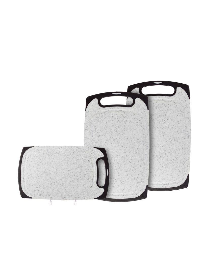 Hic - Kitchen Cutting Boards Set 3 Pieces Granit Color With Slicon Hand - Image 1