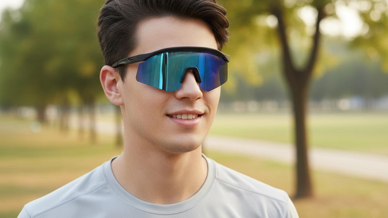 Dervin Non Polarized Oversized Sports Sunglasses for Men Women, Outdoor Cricket Cycling Hiking Fishing Sunglasses (Black-Blue Mirror) - Image 5