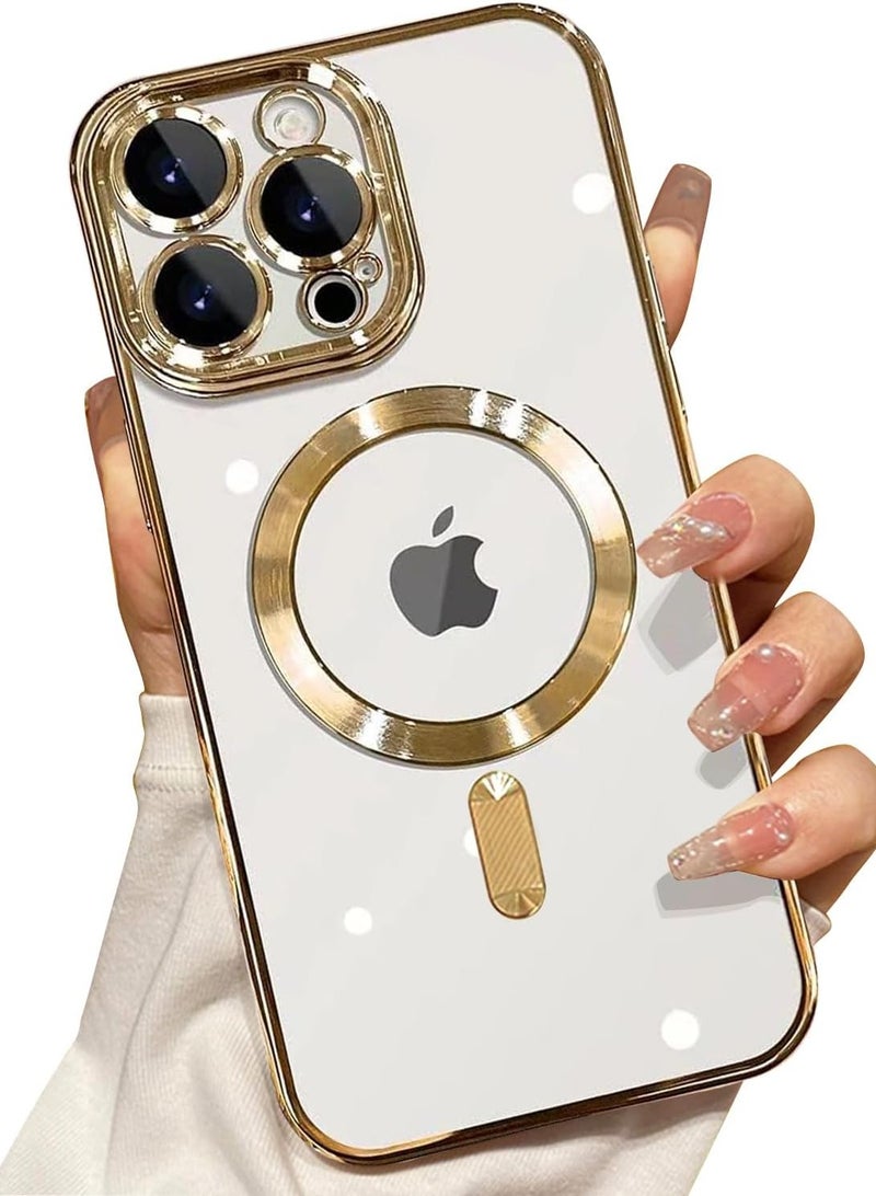 ZIPFORCE for iPhone 16 Pro MagSafe Case with Camera Lens Protector,Full Protection Clear Magnetic Case Compatible with MagSafe Elegant Anti-Scratch Case Cover, Shockproof Bulid-in corner for iPhone 16 Pro Gold - Image 1