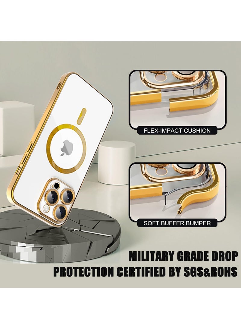 ZIPFORCE for iPhone 16 Pro MagSafe Case with Camera Lens Protector,Full Protection Clear Magnetic Case Compatible with MagSafe Elegant Anti-Scratch Case Cover, Shockproof Bulid-in corner for iPhone 16 Pro Gold - Image 4