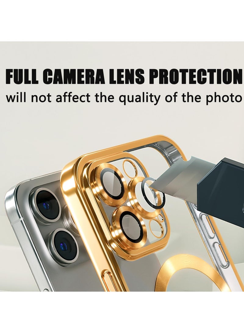 ZIPFORCE for iPhone 16 Pro MagSafe Case with Camera Lens Protector,Full Protection Clear Magnetic Case Compatible with MagSafe Elegant Anti-Scratch Case Cover, Shockproof Bulid-in corner for iPhone 16 Pro Gold - Image 5