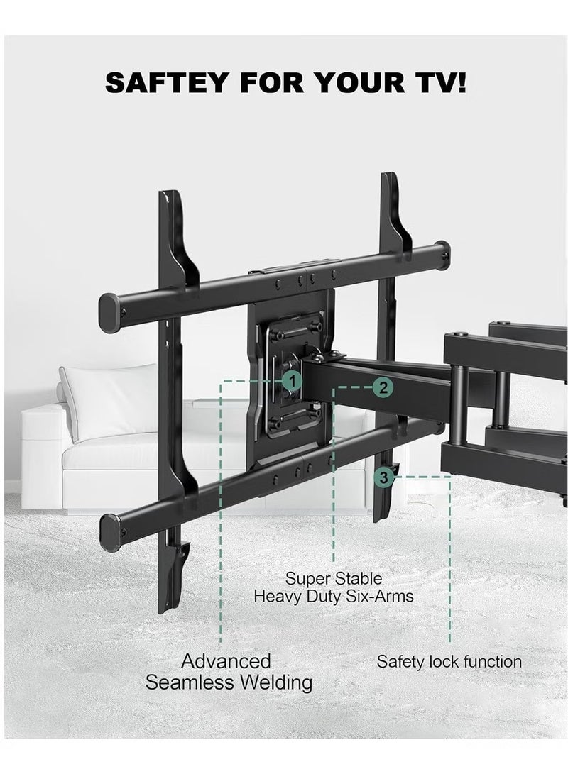 TIGER Full Motion TV Wall Mount, Articulating Swivel Extension Arm, Fits 37-75" TVs Up to 132lbs, Max VESA 600x400mm, Heavy Duty TV Mount for Home & Office – EBLF7  - Image 4