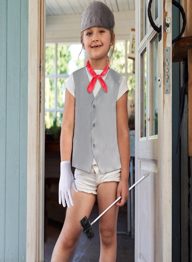 Yewong 5 Pieces Kids Chimney Sweep Costume Set Vintage Beret Hat Costume Vest Gloves Scarf and Brush Accessory for Halloween World Book Day Cosplay - Image 5