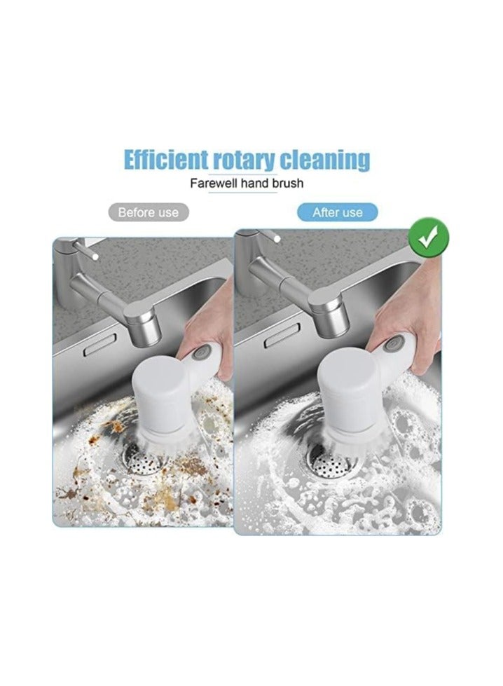 فرشاة تنظيف كهربائية دوارة مع 3 رؤوس فرشاة، فرشاة تلميع عازلة للحمام والدش وحوض الاستحمام وبوتجاز المطبخ والأرضيات والسيارة - Image 4