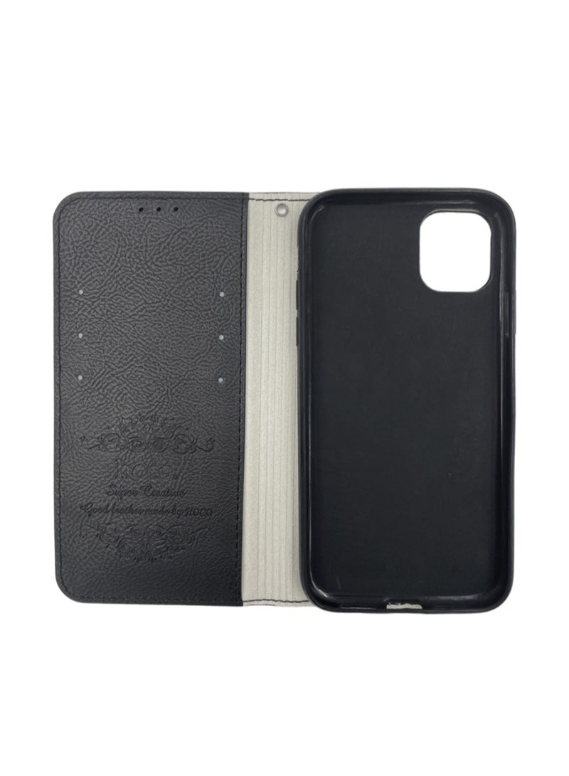Lishen Stylish Premium Leather Magnetic Closure Flip Stand Case Cover for Apple iPhone 15 Pro Max 2023 6.7 Inch – Black - Image 3