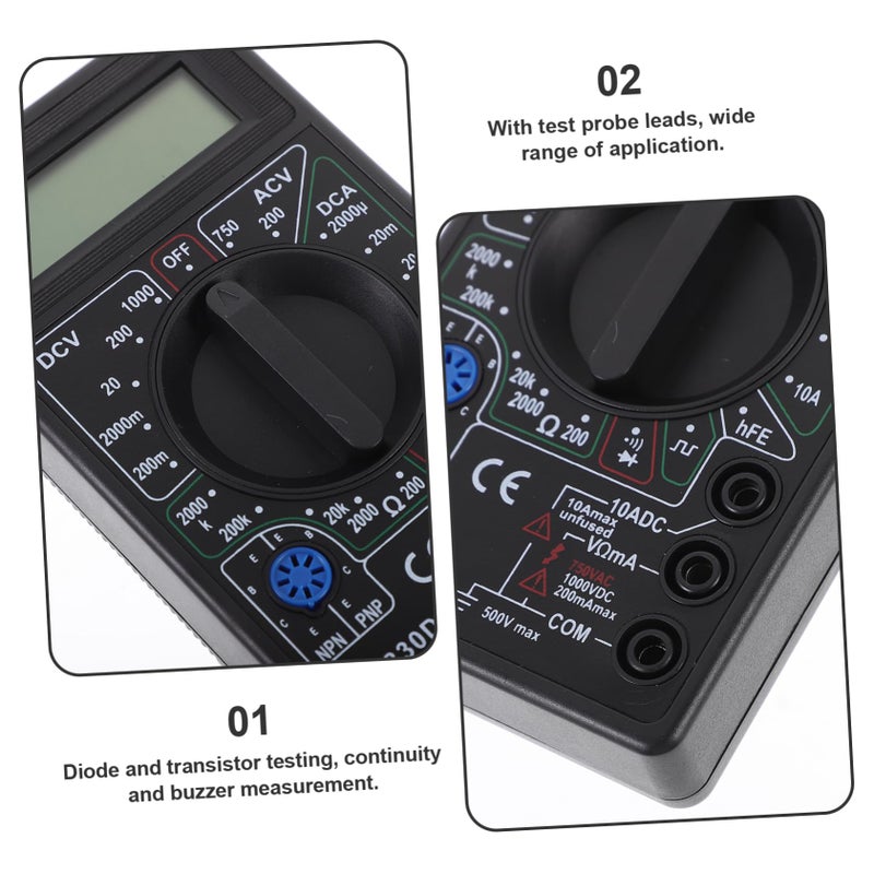 830D Digital Multimeter Voltage Current Resistance Tester with LCD Display Overload Protection - Image 5