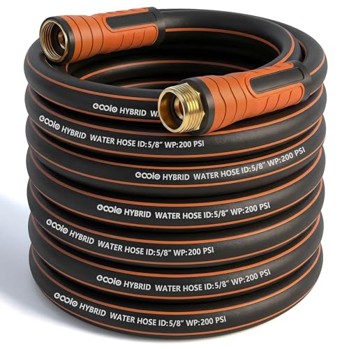 EOOIO Garden Hose 50 ft x 58 Heavy Duty Water Hose Flexible and Durable Kink Resistant Lightweight Hybrid Hose Leakproof Yard Hose with Male to Female Fittings - Image 1