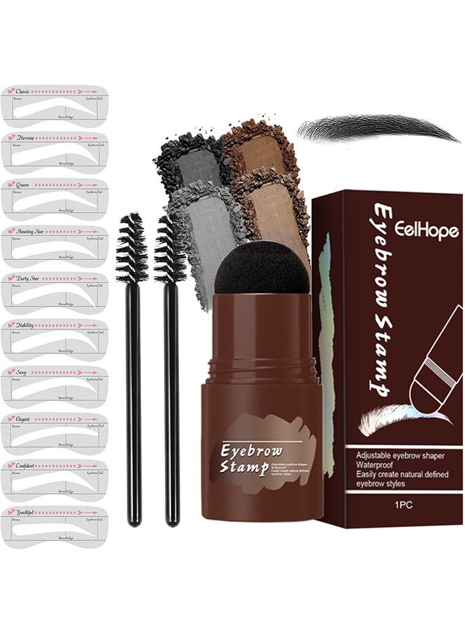 Eelhope Eyebrow Stamp, Brow Shaping Kit Definer, 10 Reusable Stencils for Women Makeup Tools (Black) - Image 1