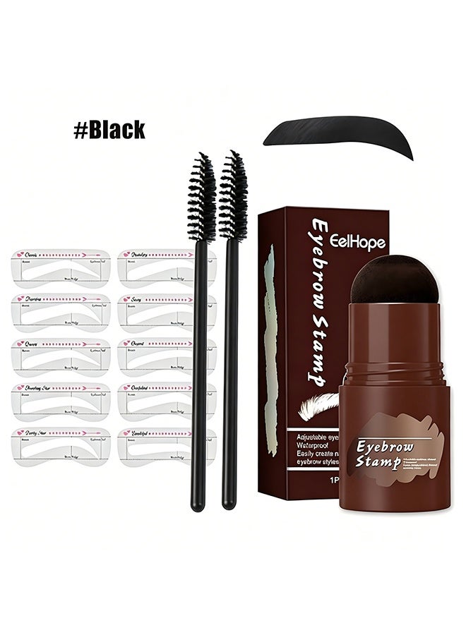 Eelhope Eyebrow Stamp, Brow Shaping Kit Definer, 10 Reusable Stencils for Women Makeup Tools (Black) - Image 2
